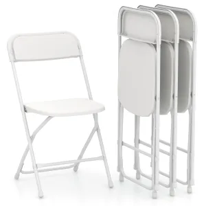 Tangkula Folding Chairs, Outdoor Portable Patio Chairs w/Plastic Seat & Back, Heavy-Duty Metal Frame