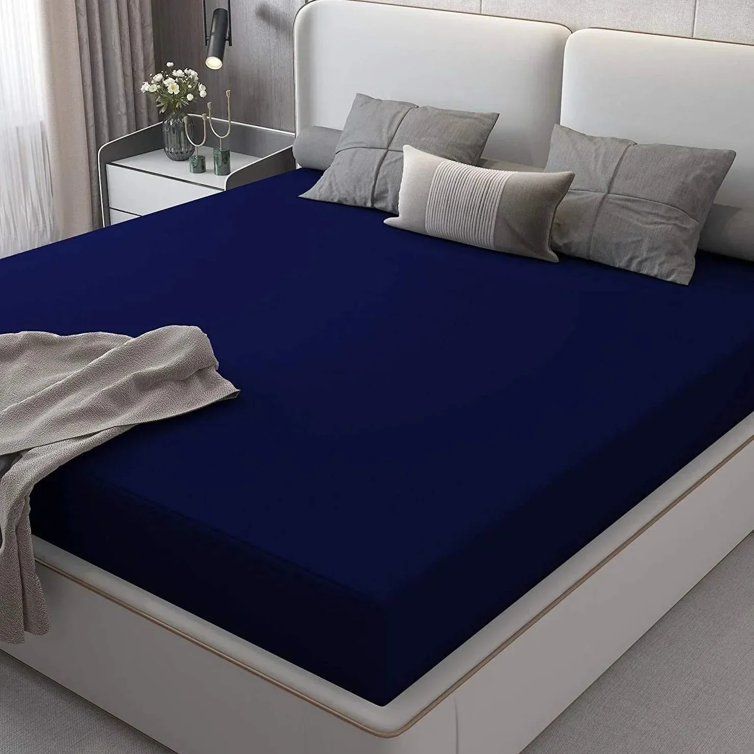 Terry Cotton Waterproof Mattress Cover Fitted Style - Blue