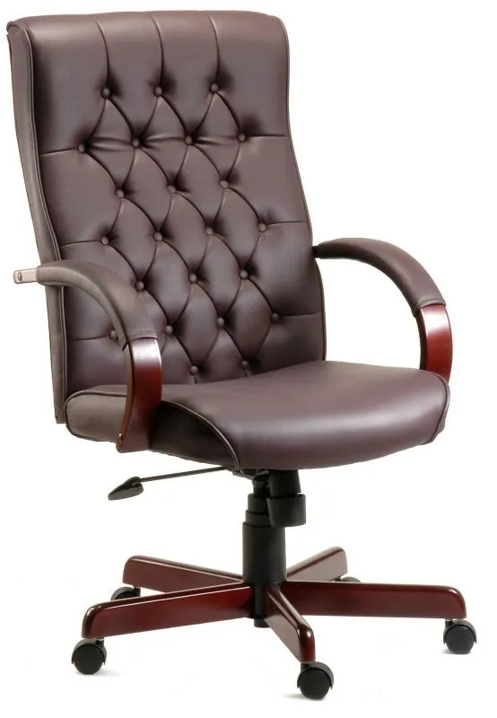 Traditional Bonded Leather Executive Chair - Brown, Burgundy or Green Option - WARWICK