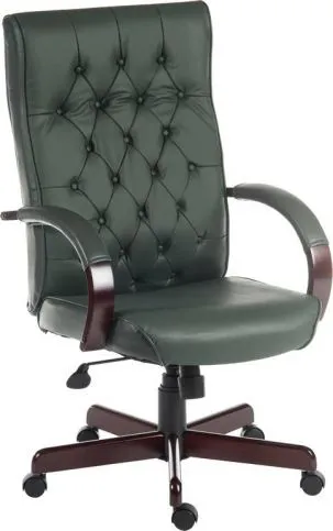 Traditional Bonded Leather Executive Chair - Brown, Burgundy or Green Option - WARWICK