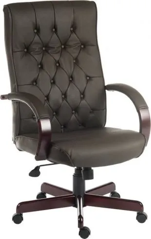 Traditional Bonded Leather Executive Chair - Brown, Burgundy or Green Option - WARWICK