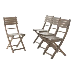 Vicaro Outdoor Grey Finish Acacia Wood Foldable Dining Chairs (Set of 4)