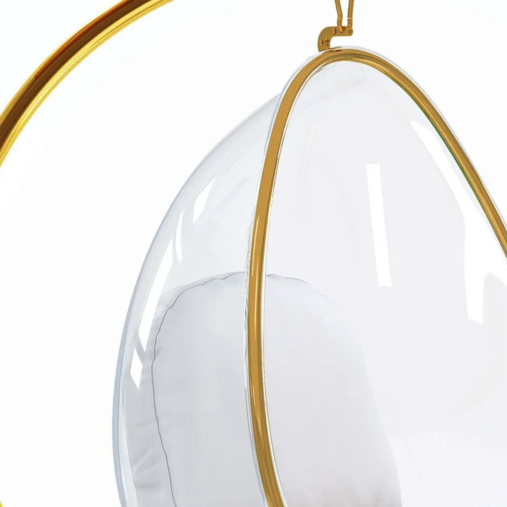 White And Gold Clear Acrylic Egg Bubble Chair